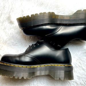Dr Martens BLACK LEATHER PLATFORM OXFORDS CASUAL SHOES